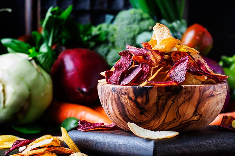 Snacks aus dem Garten, Obst- und Gemüsechips