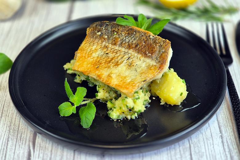 Gebratene Reinanke mit Erdäpfel-Zucchinistampf