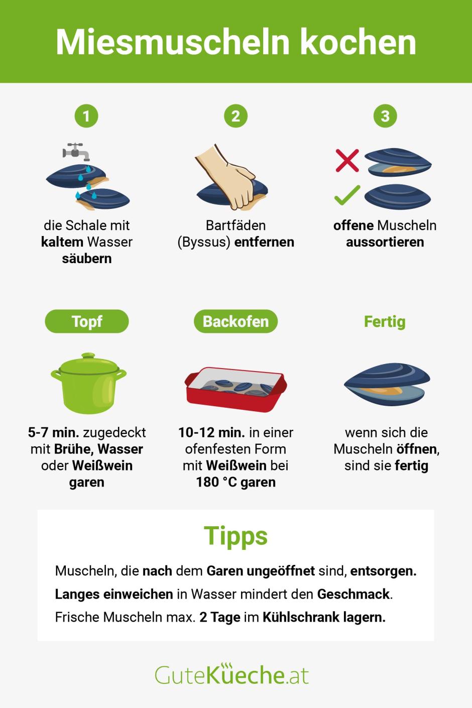 Miesmuscheln kochen