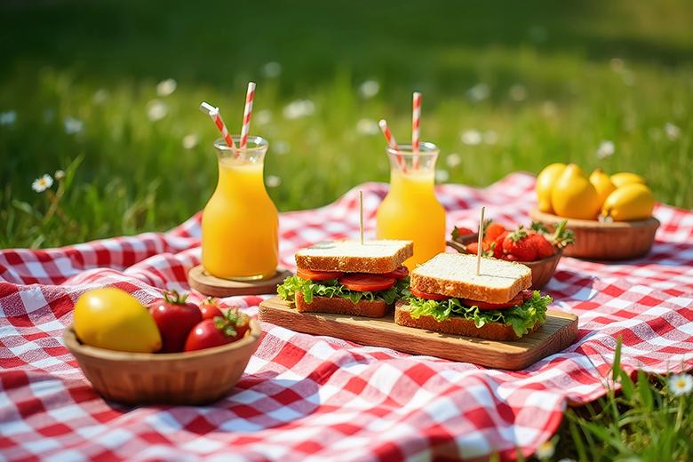 Auf die Decke, fertig, Picknick!