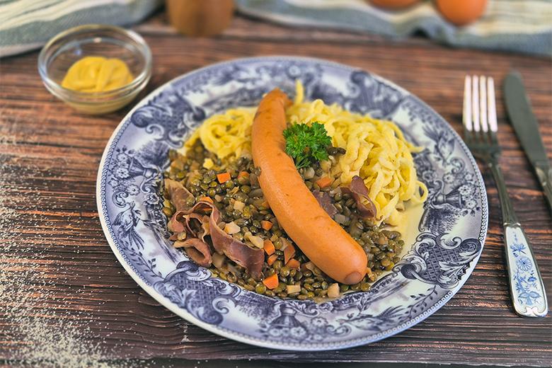 Linsen mit Spätzle