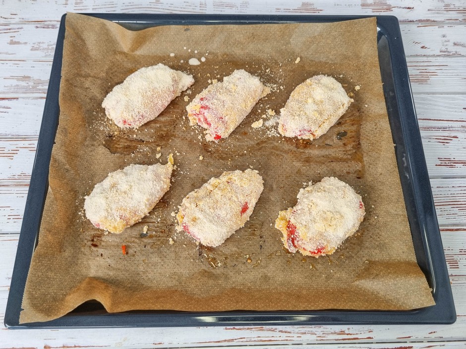 Paprika doppelt panieren und braten