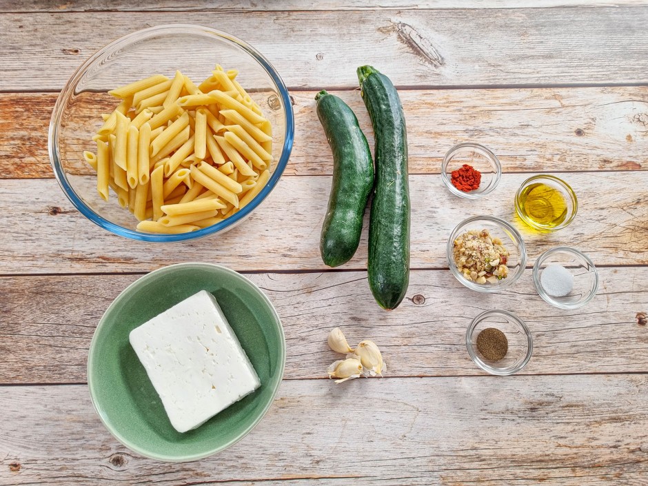 Feta-Pasta mit Zucchini Zutaten 