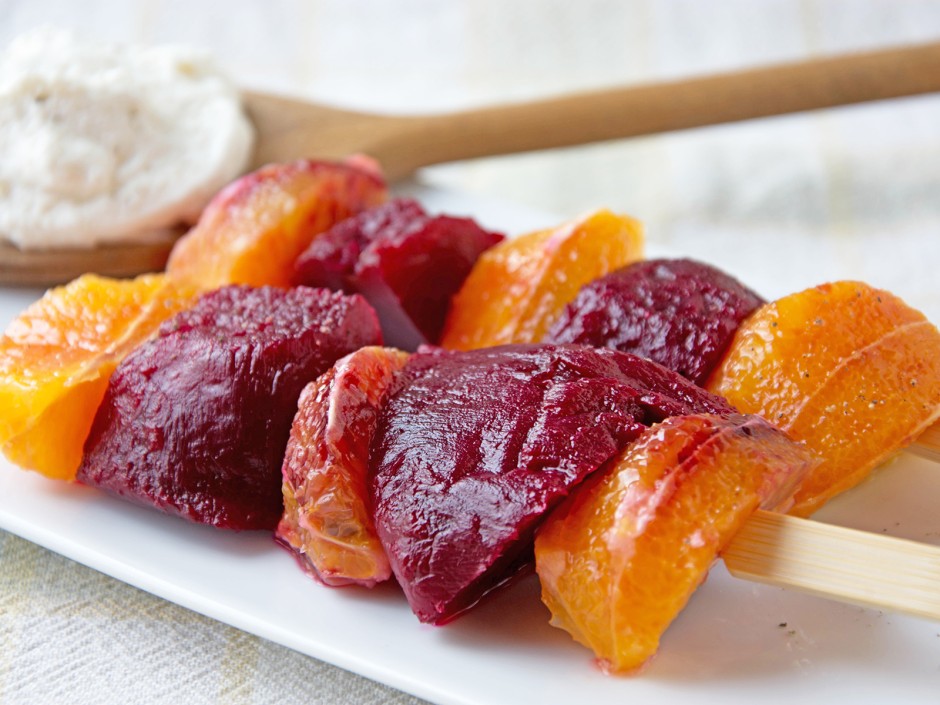 Rote-Rüben-Orangenspieße