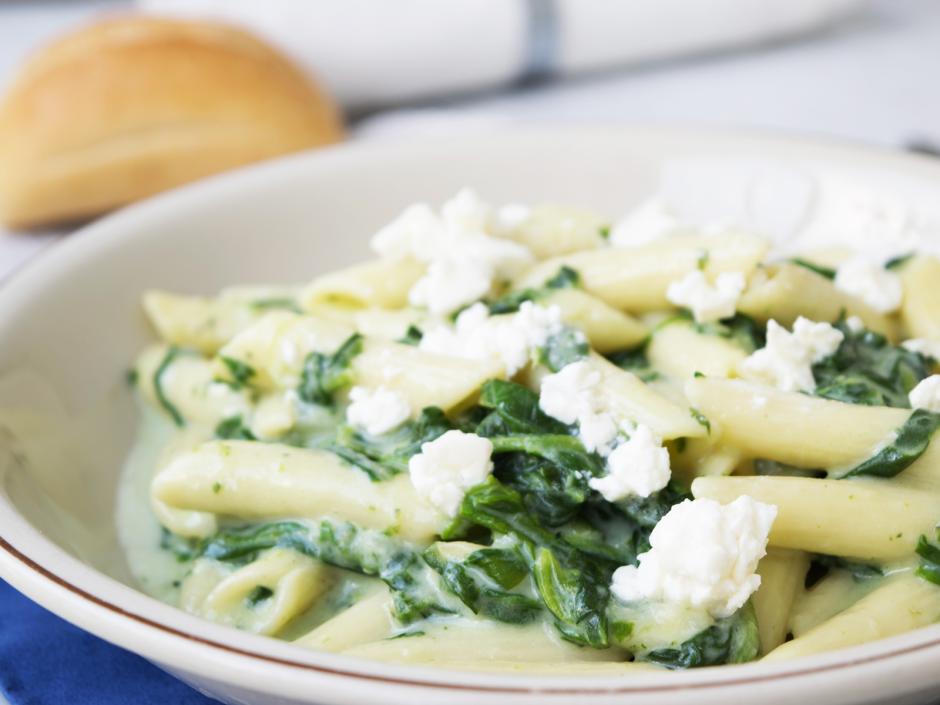 Penne mit Spinat