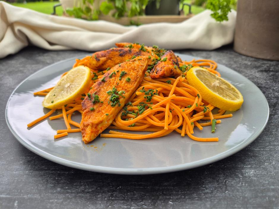 Chili Pasta mit Hühnerstreifen