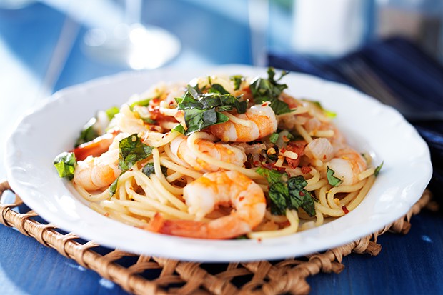 Spaghetti mit Garnelen