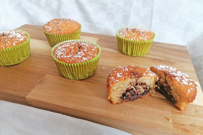 Muffins mit Nutellakern