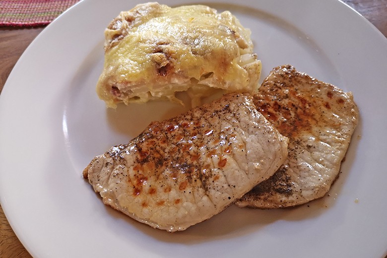Minutensteaks mit Kohlrabi-Gratin