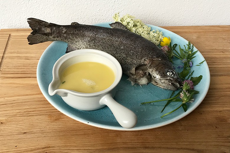 Forelle in Hollerblütensoße