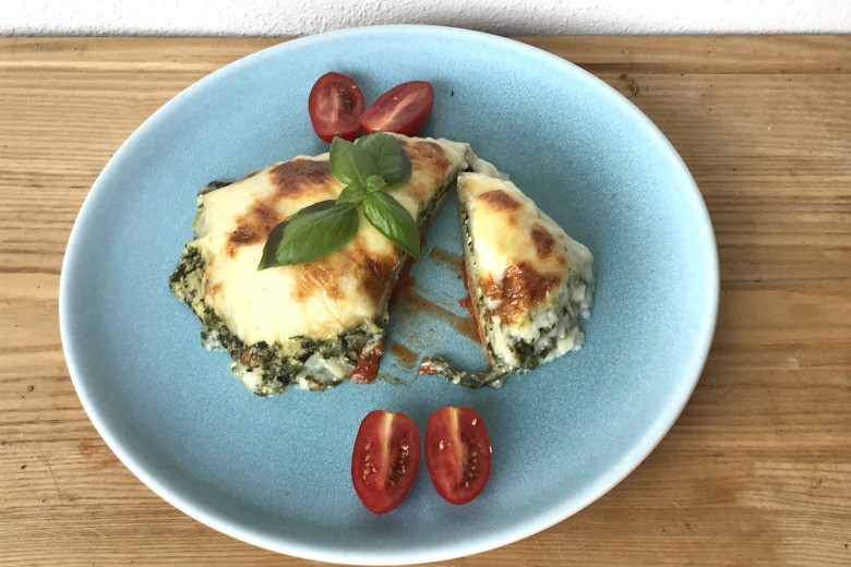 Spinatlasagne mit Pesto