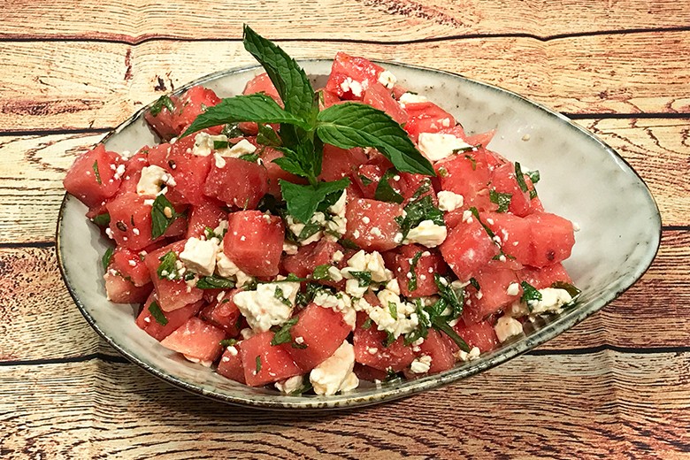 Wassermelonen-Feta-Salat mit Minze