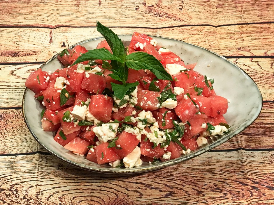 Wassermelonen-Feta-Salat mit Minze