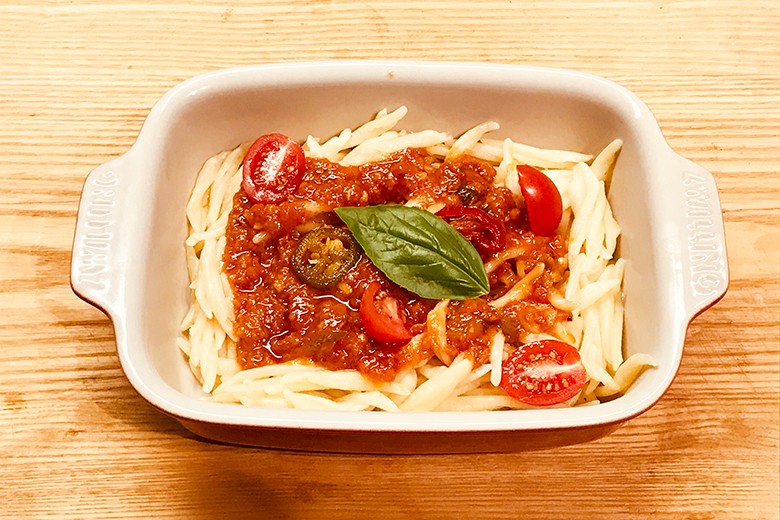 Trofie-Nudeln in Jalapenosoße