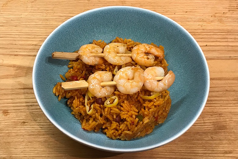 Mexikanischer Reis mit Scampi