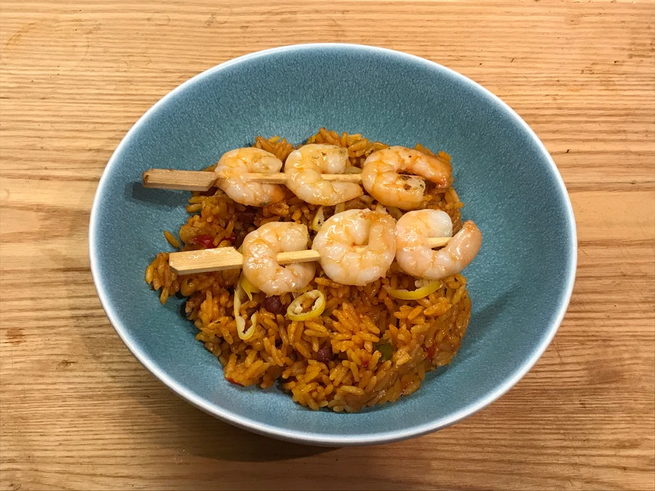 Mexikanischer Reis mit Scampi