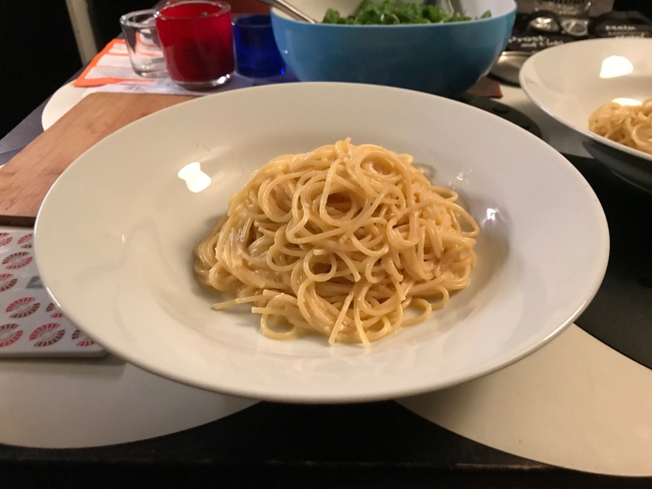 Spaghetti mit flüssigem Ei