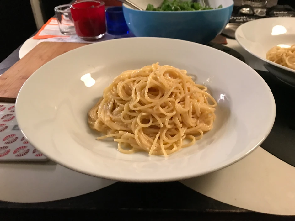 Spaghetti mit flüssigem Ei