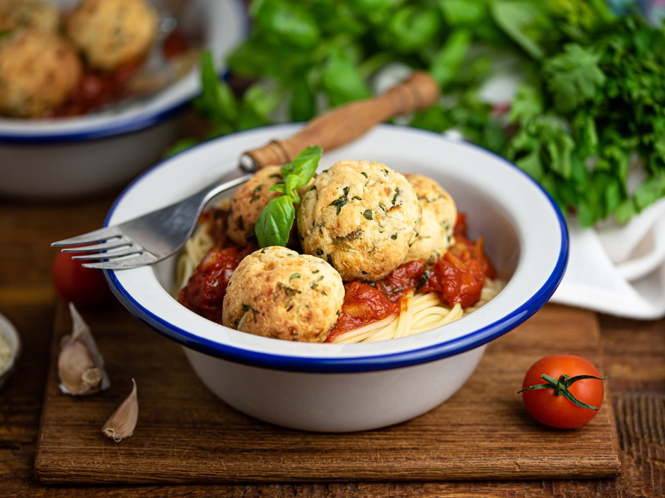 Spaghetti mit Ricotta-Bällchen