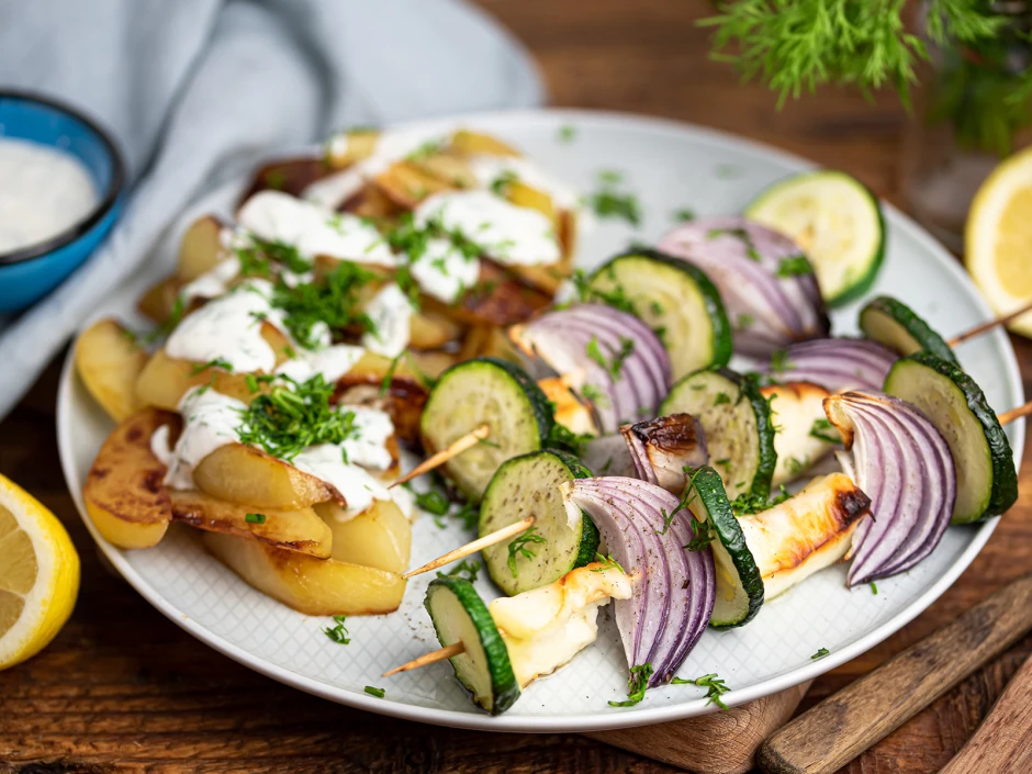 Halloumi-Spie&szlig;e mit Zitronenkartoffeln