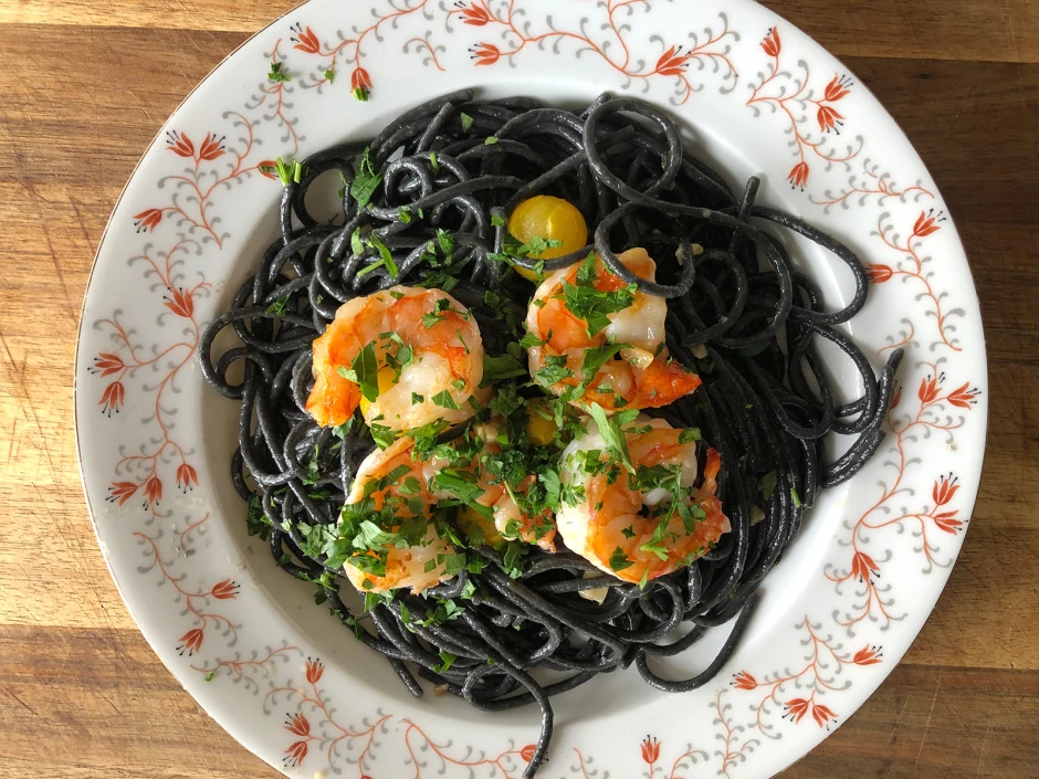 Pasta mit Garnelen al Alfredo