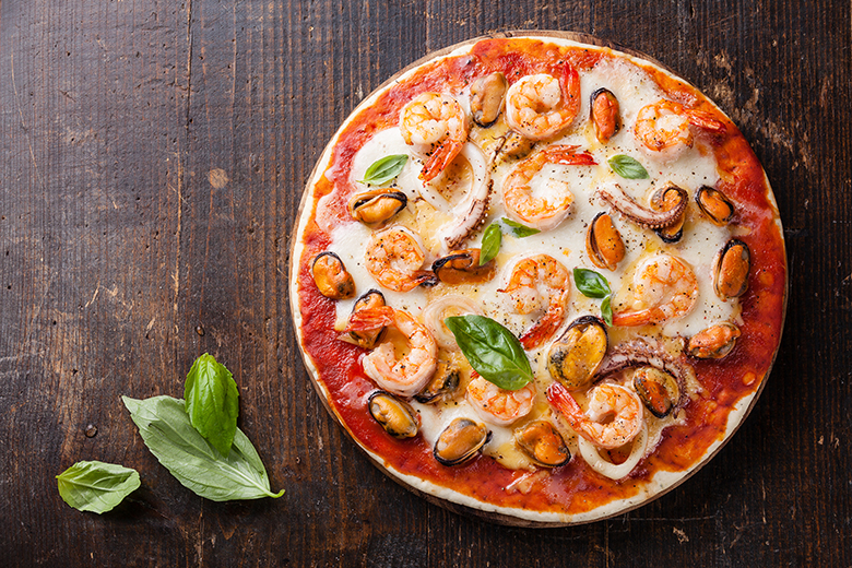 Pizza mit Meeresfrüchten