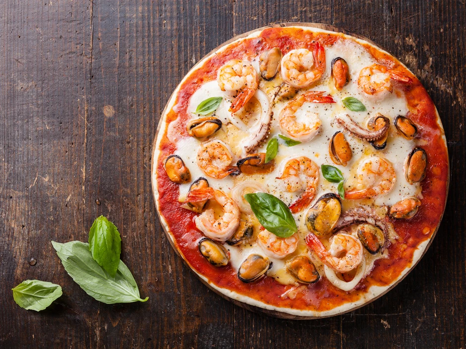 Pizza mit Meeresfr&uuml;chten
