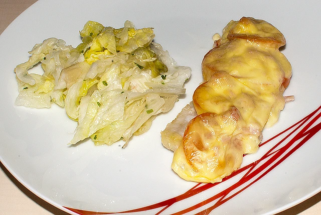 Überbackenes Fischfilet