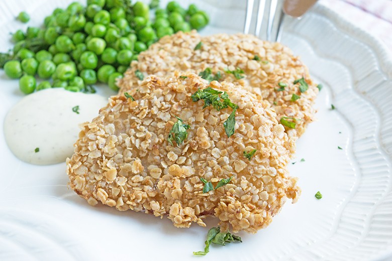 Kohlrabischnitzel in Haferflockenpanade
