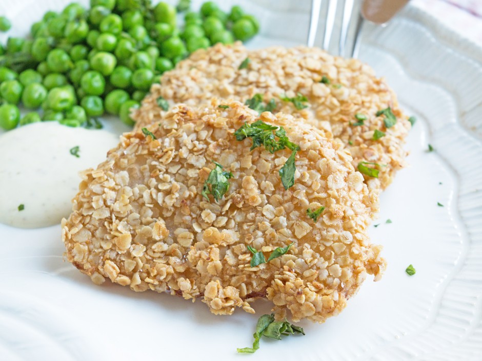Kohlrabischnitzel in Haferflockenpanade