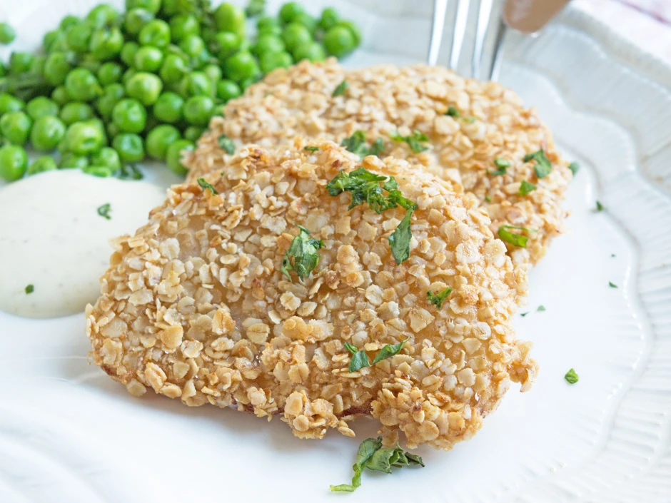 Kohlrabischnitzel in Haferflockenpanade