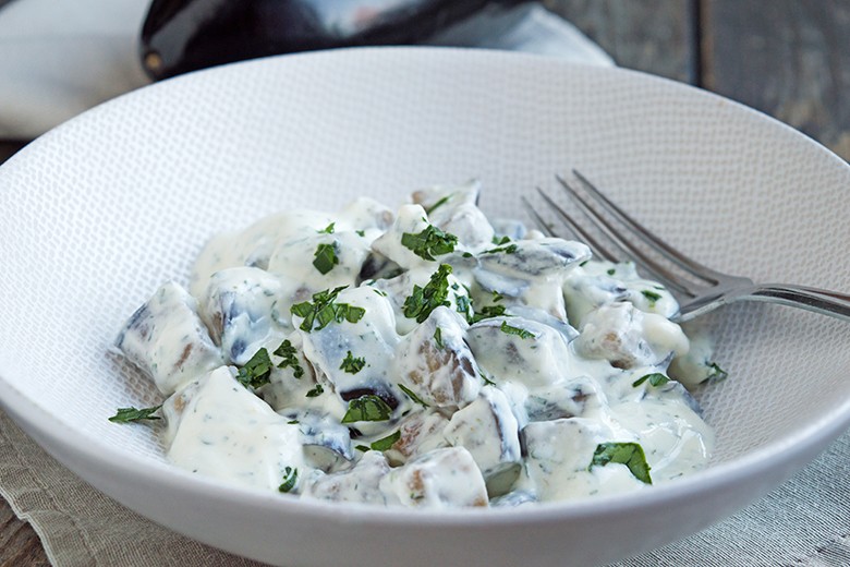 Auberginen mit Minzesauce