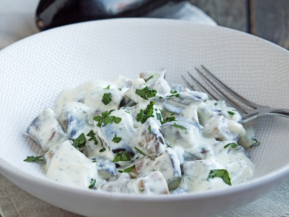 Auberginen mit Minzesauce