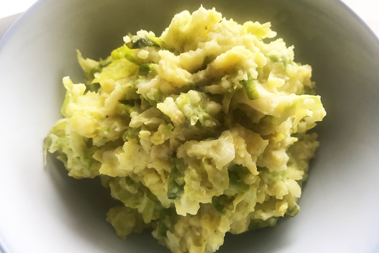Erdäpfelpüree mit Kohlsprossen