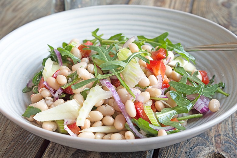 Bohnensalat mit Rucola und Fenchel