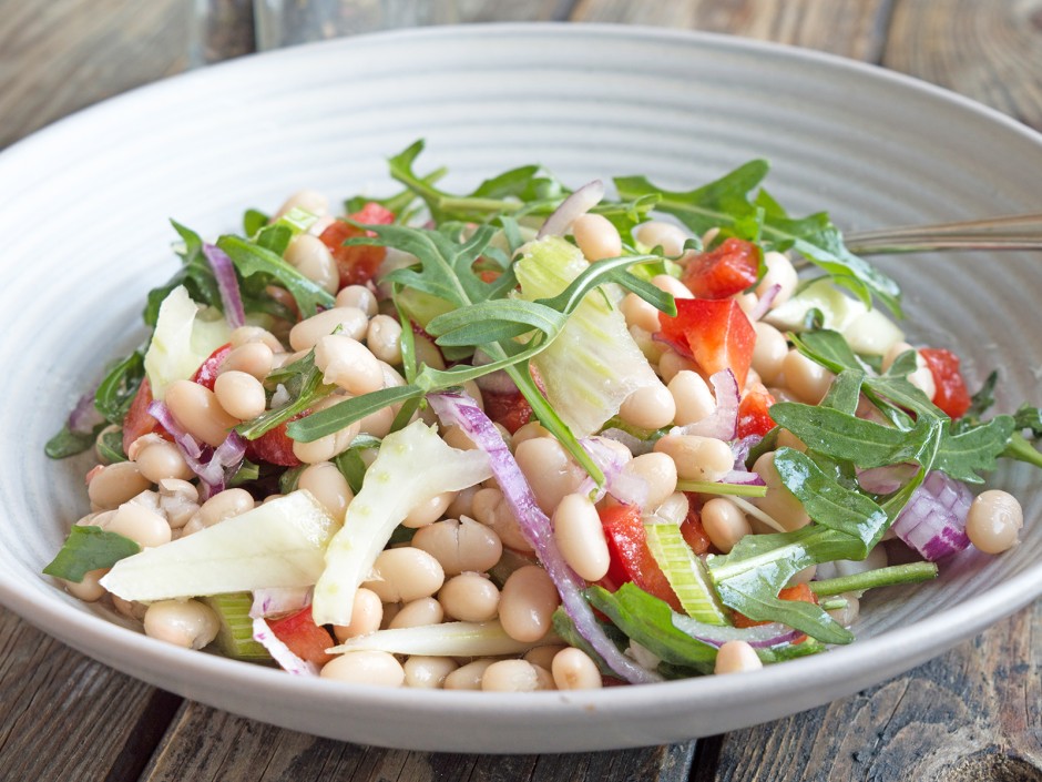 Bohnensalat mit Rucola und Fenchel