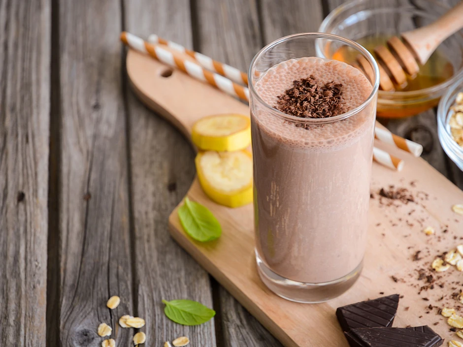 Schoko-Bananen-Smoothie mit Haferflocken