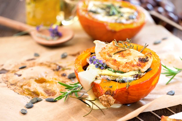 Gebackener Kürbis mit Käse