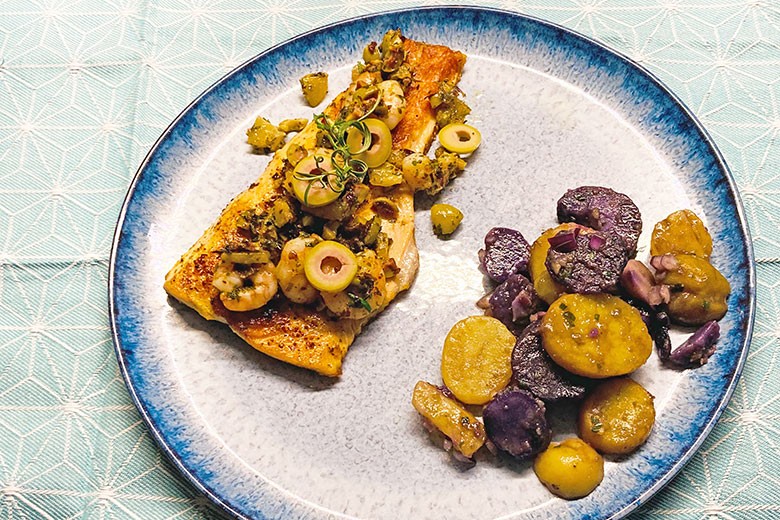 Lachsforellenfilet mit marokkanischer Salzzitrone