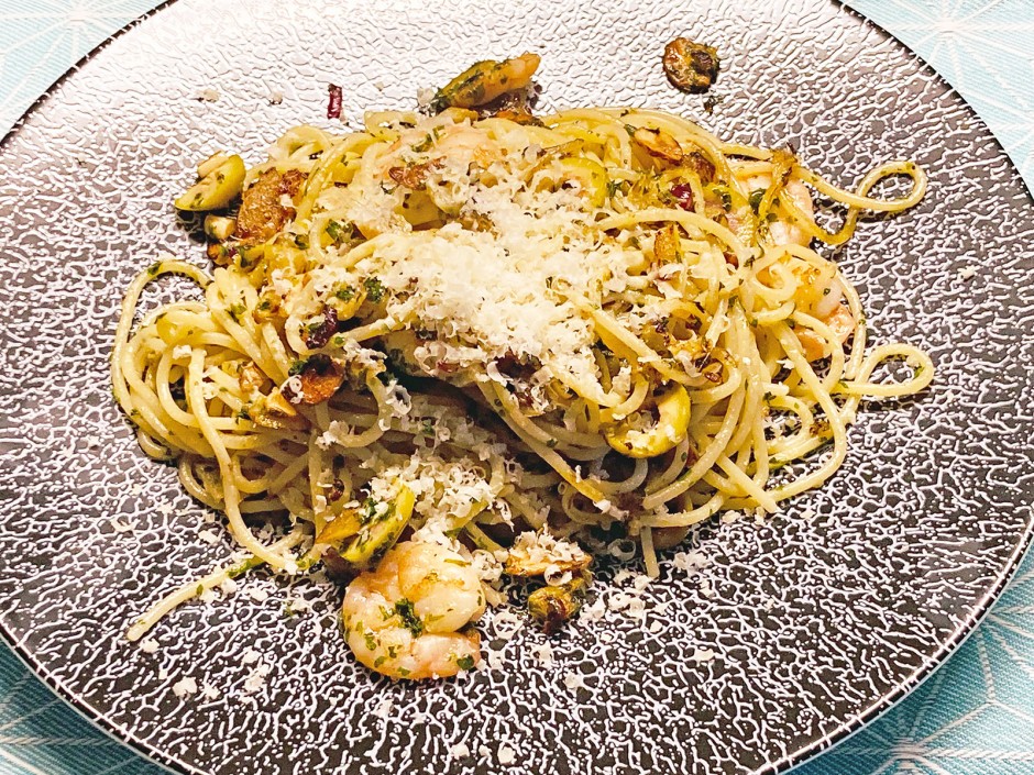 Spaghetti mit Zitronen und Garnelen