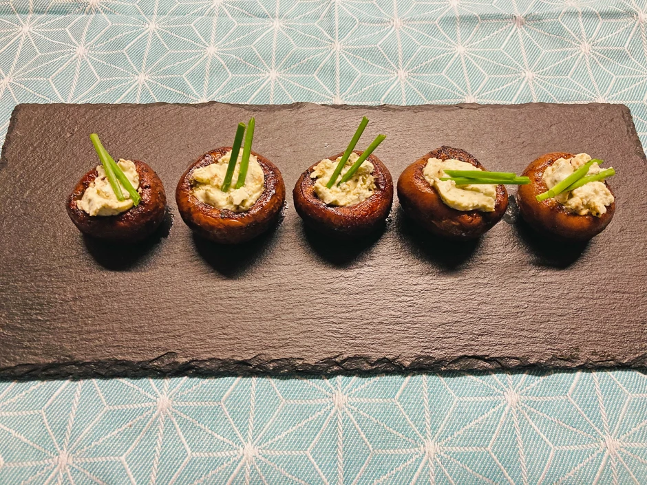 Champignons mit Frischk&auml;se