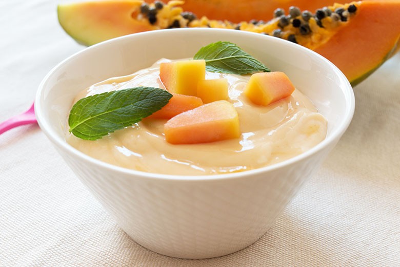 Limetten-Joghurt mit Papaya