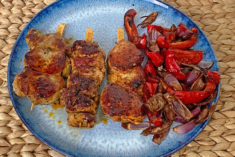 Dreierlei Fleischspieße mit Paprika