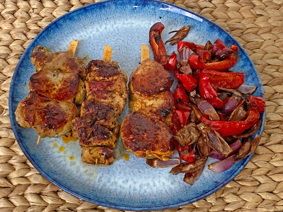 Dreierlei Fleischspie&szlig;e mit Paprika