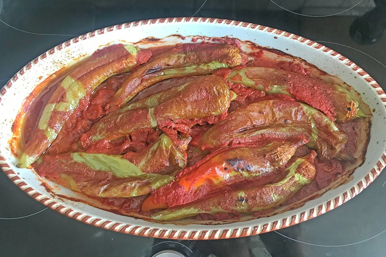 Grüne Paprika aus dem Backofen