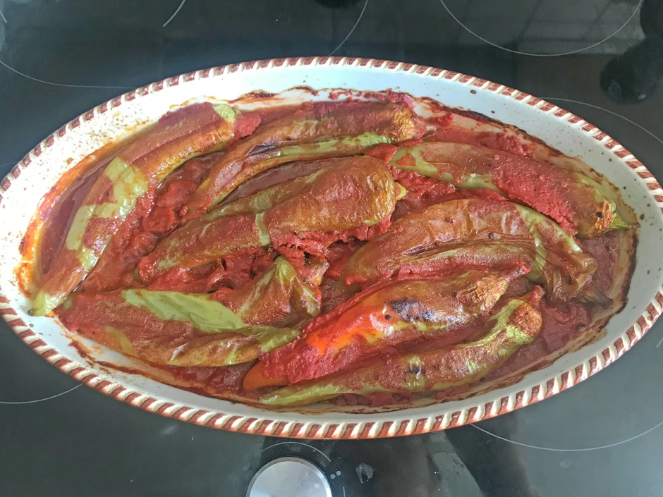 Gr&uuml;ne Paprika aus dem Backofen