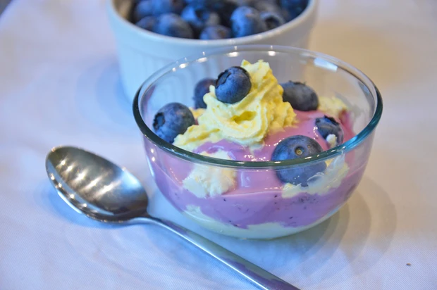 Luftige Joghurtcreme mit Heidelbeeren
