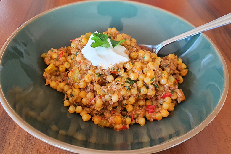 Fregola Sarda mit faschiertem Rind