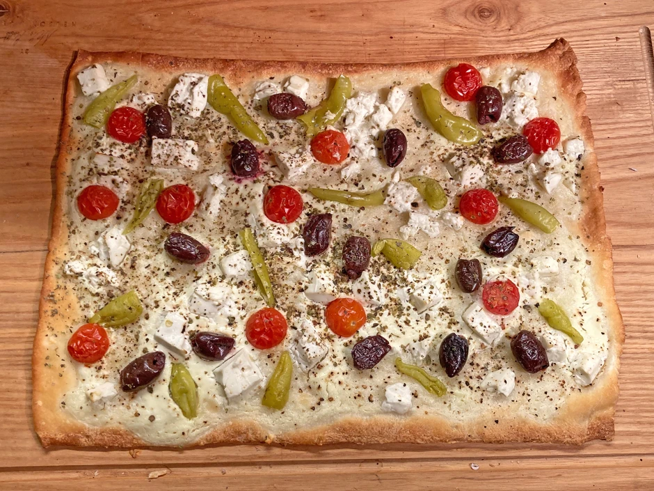 Flammkuchen griechische Art