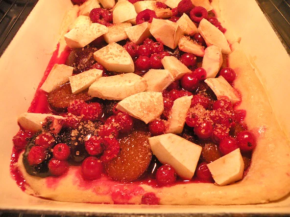 Obstkuchen aus Germteig
